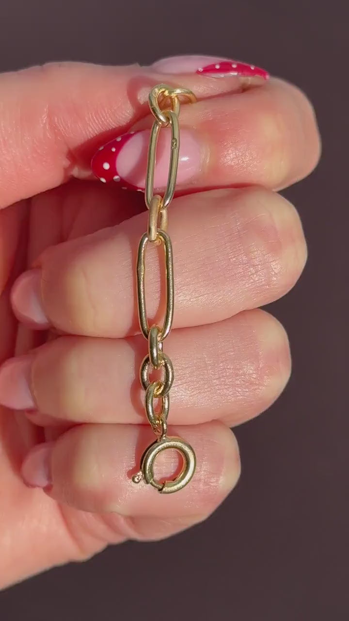 Antique Gold on Silver Trombone Link Extender with Bolt ring | 2.75"