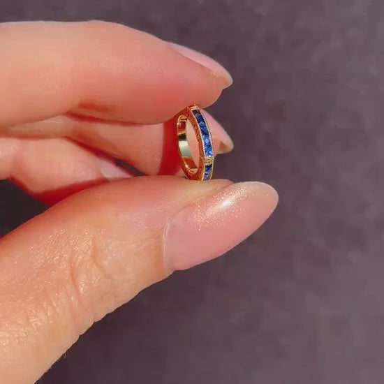 Sapphire 18ct Yellow Gold Engraved Connector Bail Charm