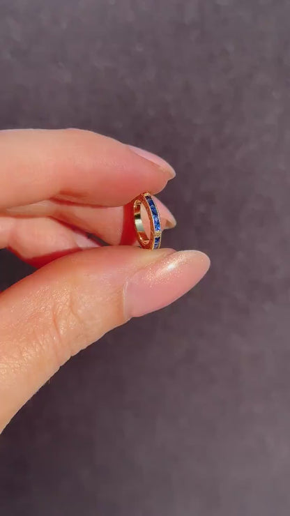 Sapphire 18ct Yellow Gold Engraved Connector Bail Charm