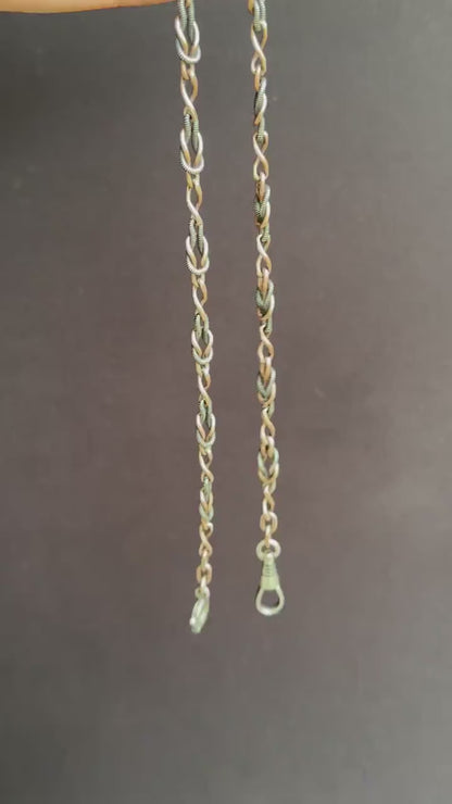 Antique French Niello Silver and Gold Fancy Link Chain Necklace | 16.5"