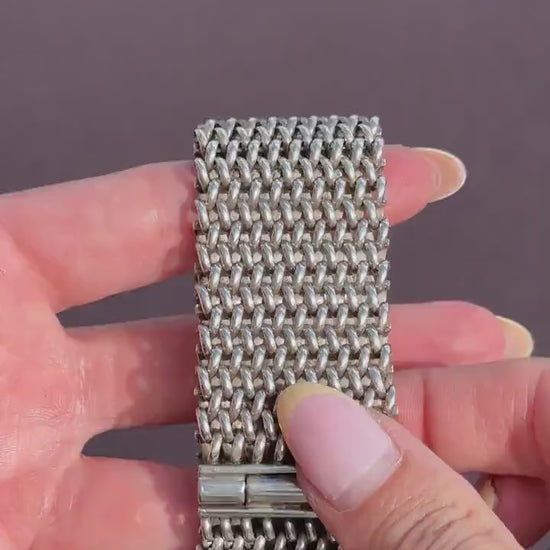 Vintage Sterling Silver Tomasz Stajszczak Poland Mesh Cuff Bracelet | 7.5"
