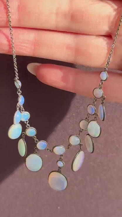 Antique Edwardian Opal Fringe Festoon Necklace | 15"