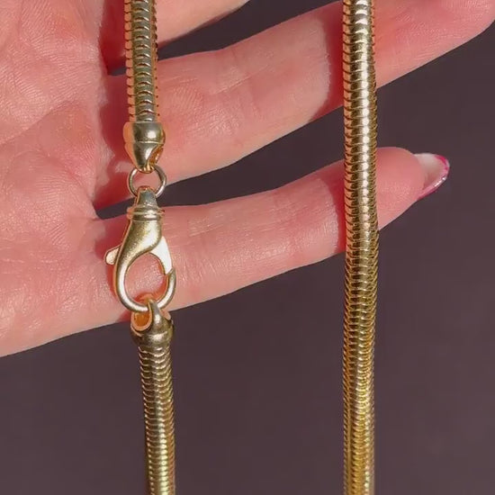 Vintage 18ct Gold on Silver Snake Link Chain Necklace | 16"