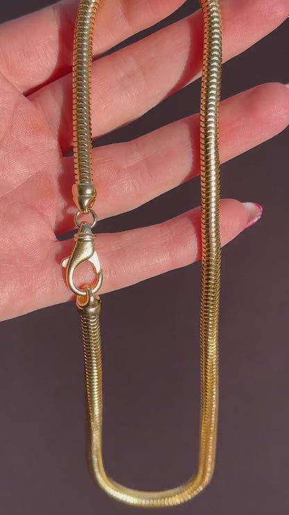 Vintage 18ct Gold on Silver Snake Link Chain Necklace | 16"