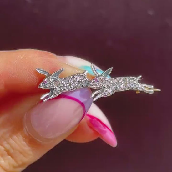 Antique Style 0.60ct Diamond Rabbit Bunny Brooch Pin