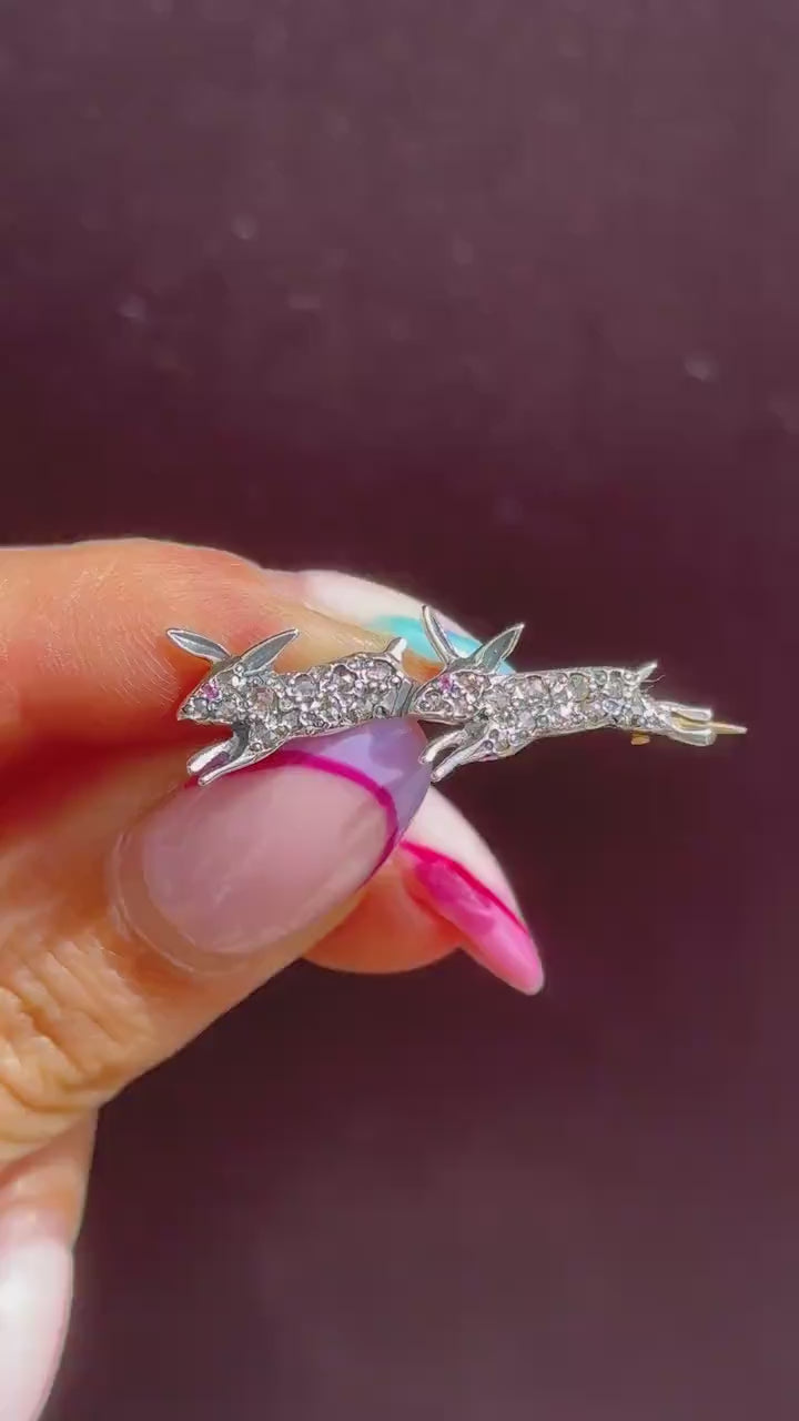 Antique Style 0.60ct Diamond Rabbit Bunny Brooch Pin