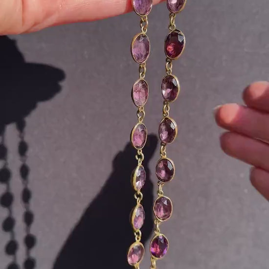 Antique Amethyst Purple Paste Gold Gilt Riviere Necklace
