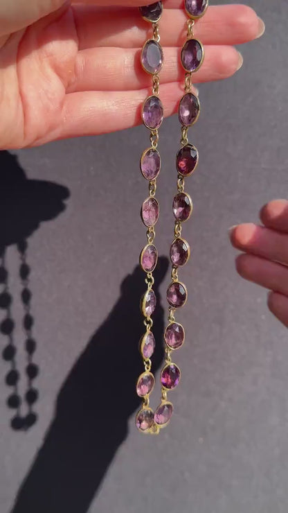 Antique Amethyst Purple Paste Gold Gilt Riviere Necklace