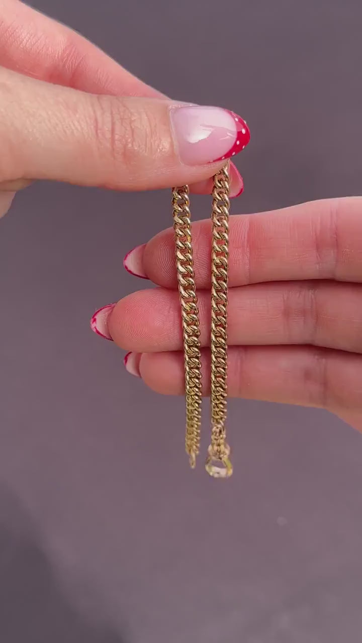 Antique 9ct Gold Uniform Curb Link Dog Clip Bracelet | 7.25"