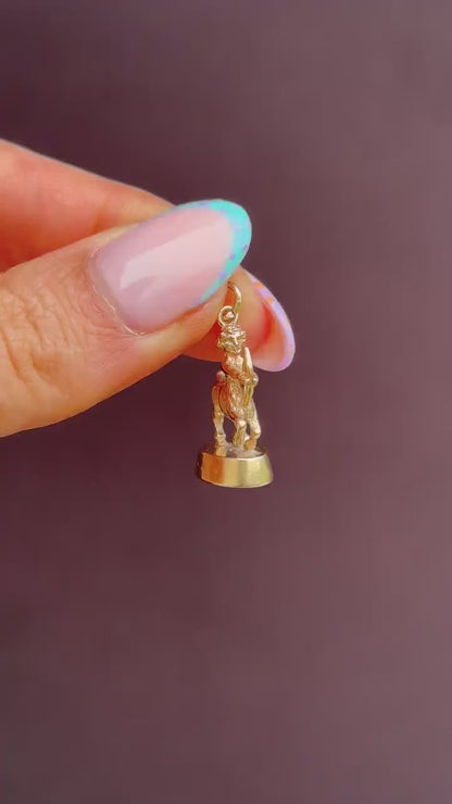Vintage Sagittarius Centaur Archer Zodiac 9ct Gold Fob Charm Pendant