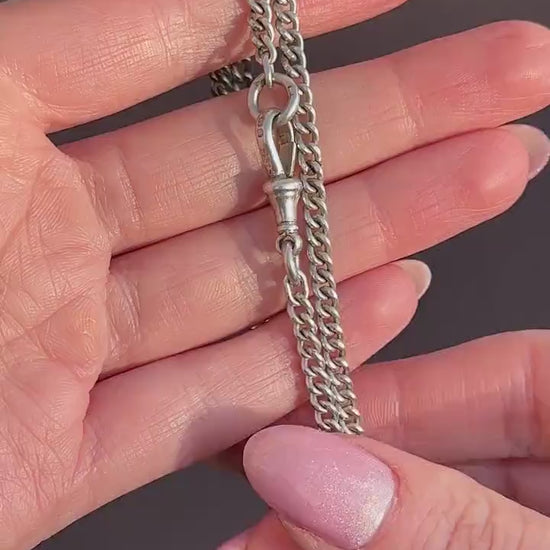 Antique Sterling Silver Curb Link Chain Necklace with Dog Clip – 31"