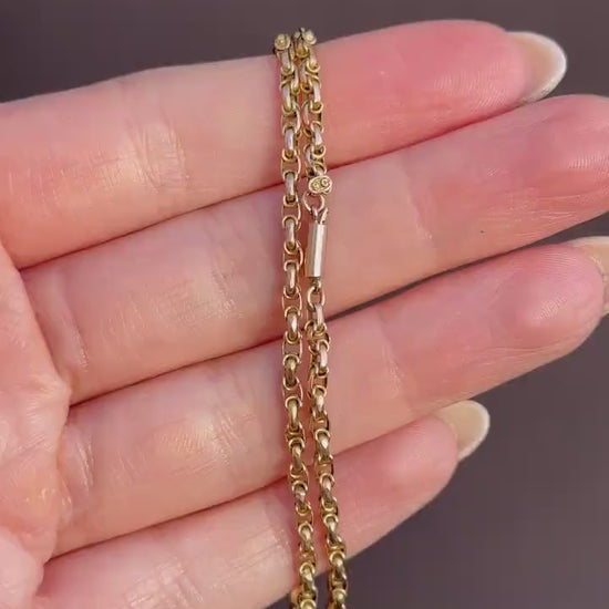 Antique 9ct Gold Fancy Link Chain Necklace with Barrel Clasp | 16.5"