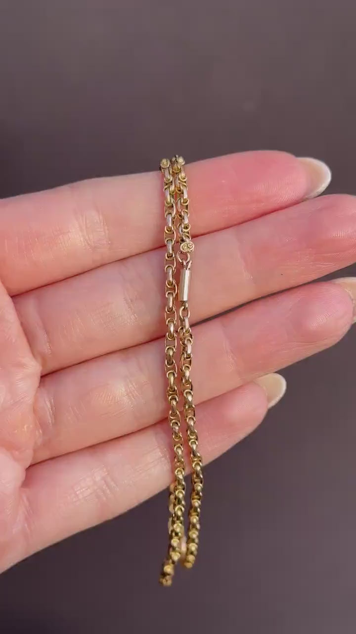 Antique 9ct Gold Fancy Link Chain Necklace with Barrel Clasp | 16.5"