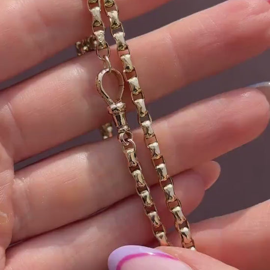 Antique Victorian 9ct Gold Faceted Link Chain Necklace with Dog Clip | 20"