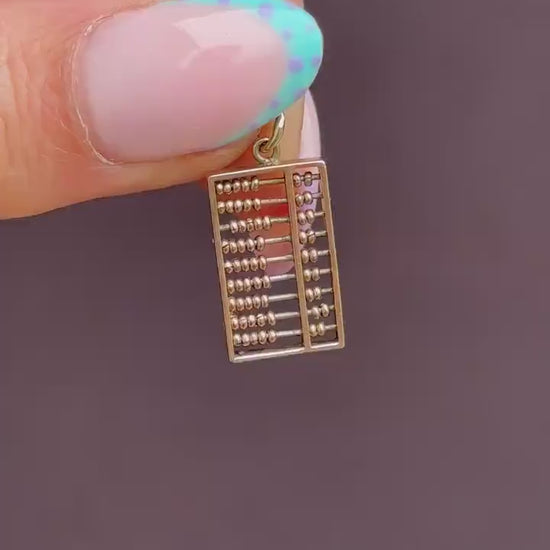 Vintage 14ct Yellow Gold Abacus Charm Pendant