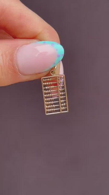 Vintage 14ct Yellow Gold Abacus Charm Pendant