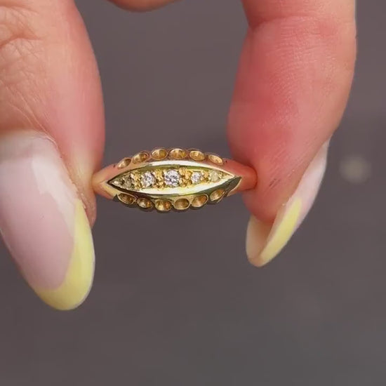 Antique Diamond Five Stone 18ct Yellow Gold Boat Ring | Dated 1919