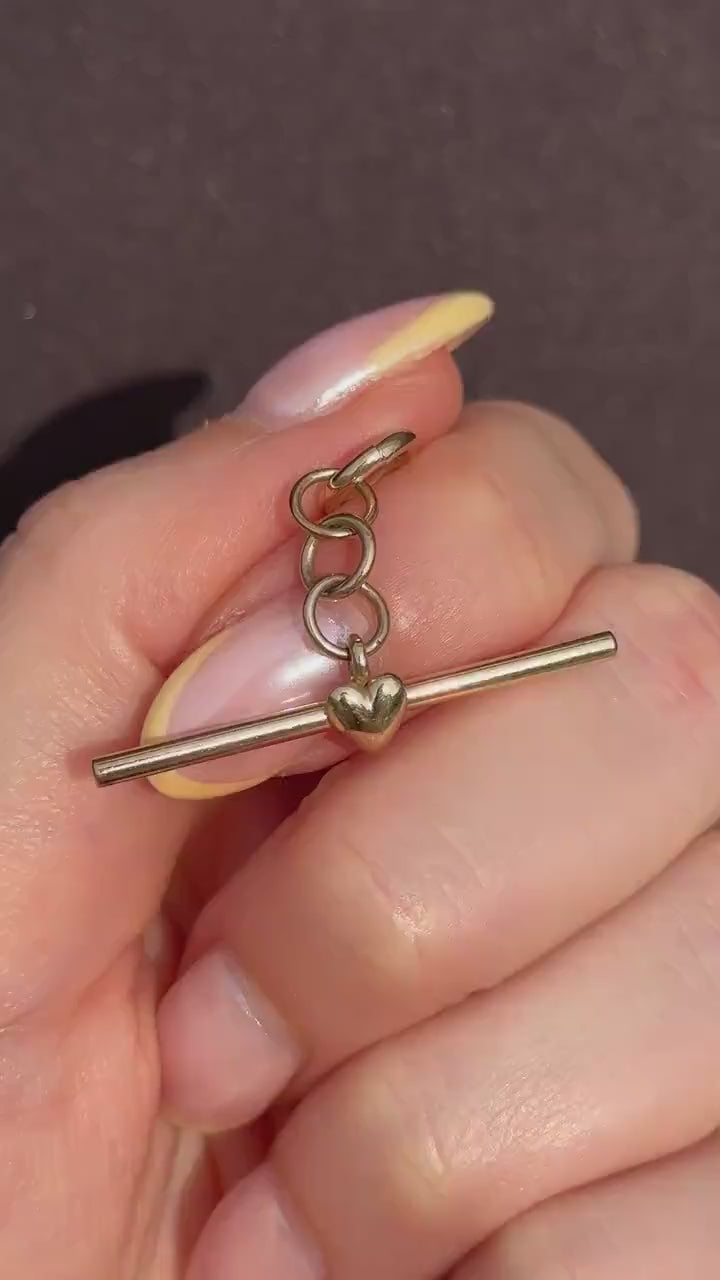Vintage 9ct Gold Love Heart T-Bar Pendant Charm