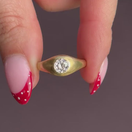 0.59ct Old Cut Diamond 18ct Yellow Gold Gypsy Band Ring
