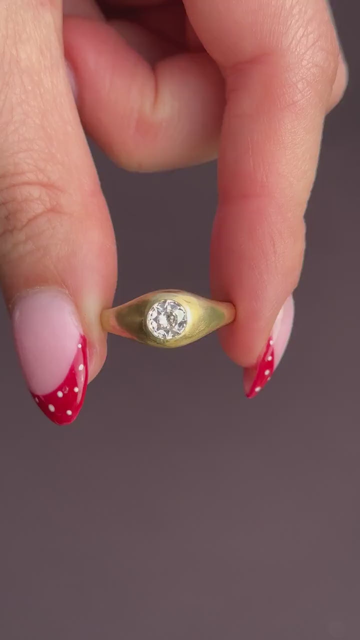 0.59ct Old Cut Diamond 18ct Yellow Gold Gypsy Band Ring
