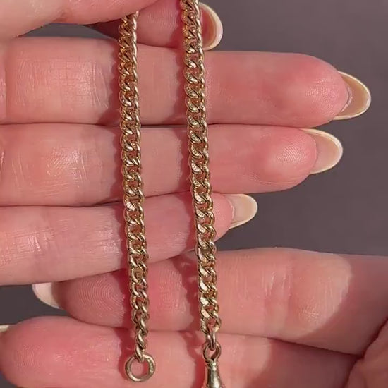 Antique 9ct Gold Curb Link Dog Clip Bracelet | 7"