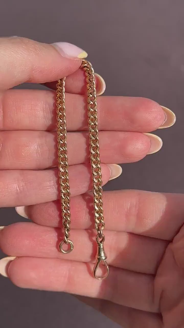 Antique 9ct Gold Curb Link Dog Clip Bracelet | 7"