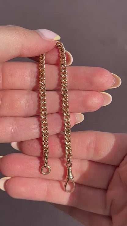 Antique 9ct Gold Curb Link Dog Clip Bracelet | 7"
