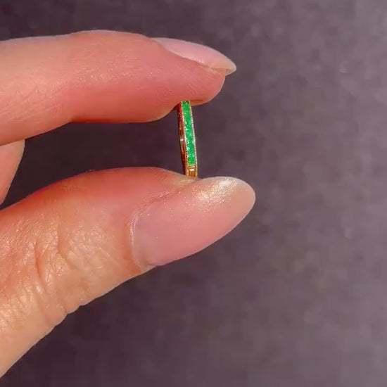 Emerald 18ct Yellow Gold Engraved Connector Bail Charm