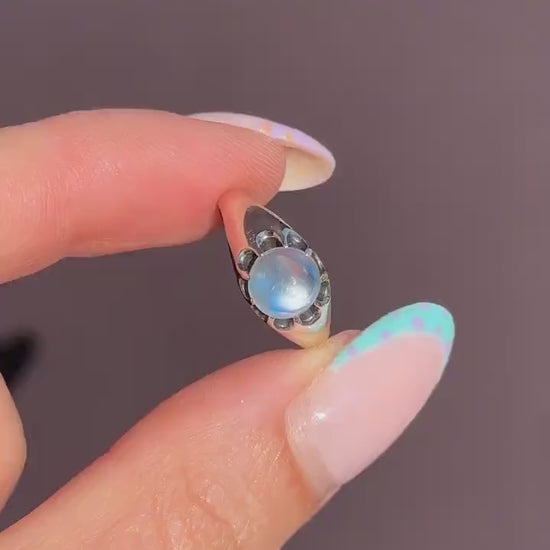 Antique 1.03ct Moonstone Oval Cabochon Sterling Silver Ring