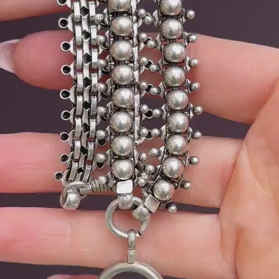 Antique Victorian Sterling Silver Chain Collar Necklace | 21.5"