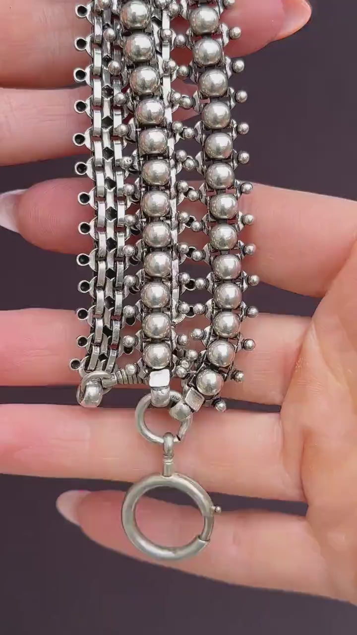 Antique Victorian Sterling Silver Chain Collar Necklace | 21.5"