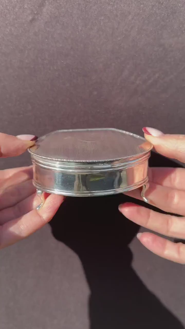 Antique Birmingham 1923 Sterling Silver Clam Trinket Jewellery Box