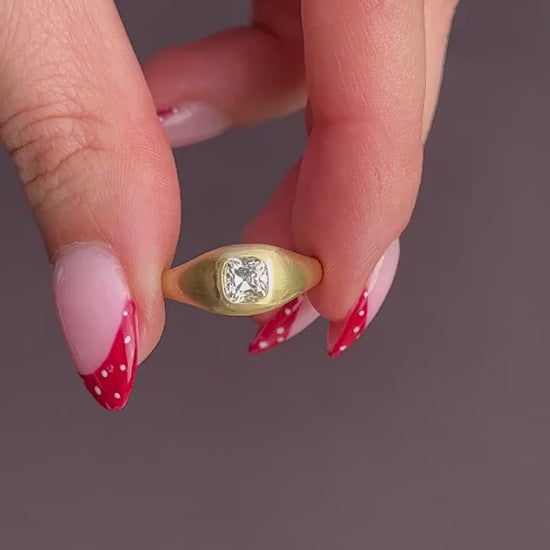 0.70ct Old Mine Cut Diamond 18ct Yellow Gold Gypsy Band Ring