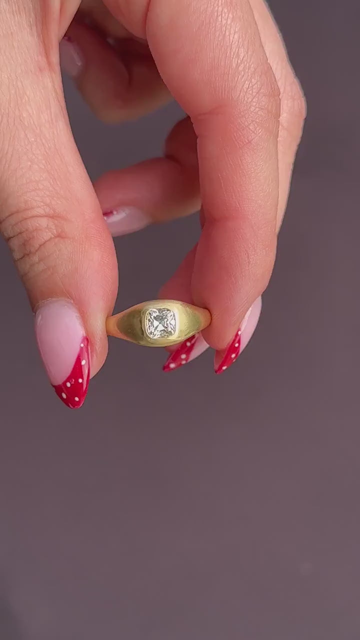 0.70ct Old Mine Cut Diamond 18ct Yellow Gold Gypsy Band Ring