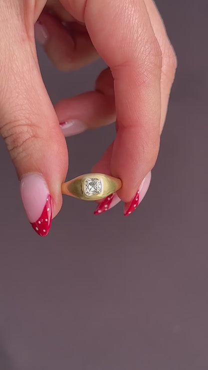 0.70ct Old Mine Cut Diamond 18ct Yellow Gold Gypsy Band Ring