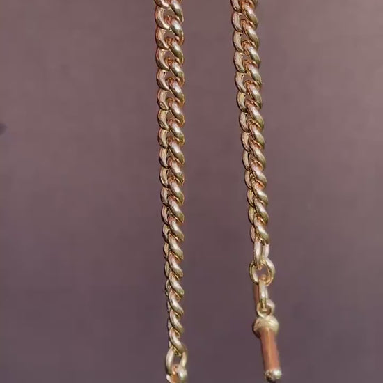 Antique Curb 9ct Gold Bracelet with Dog Clip and T-bar | 7.5"