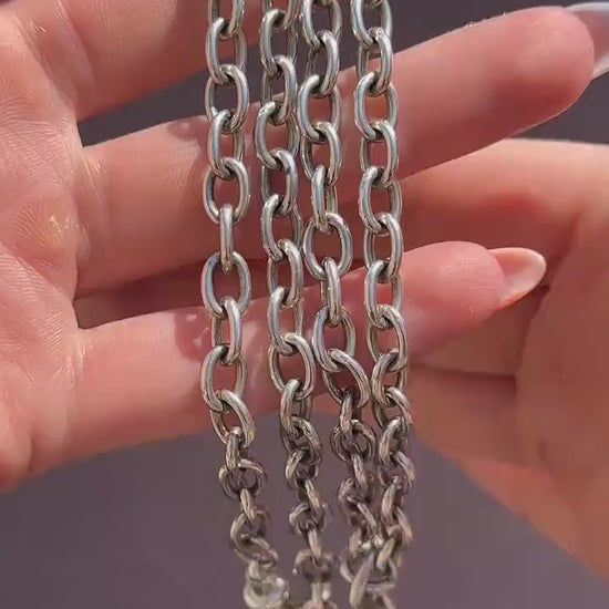 Vintage Sterling Silver Cable Link Watch Chain Necklace with T-Bar and Dog Clips – 22.5"