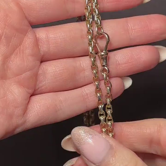 Antique Victorian 9ct Gold Faceted Link Chain Necklace with Dog Clip | 21.5"