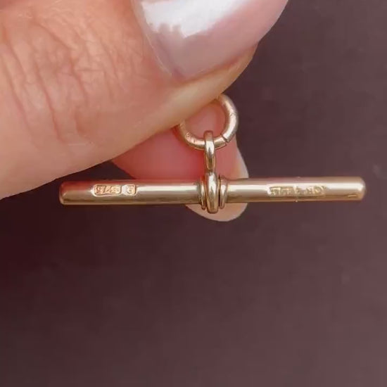 Antique 9ct Gold T-Bar Pendant Charm