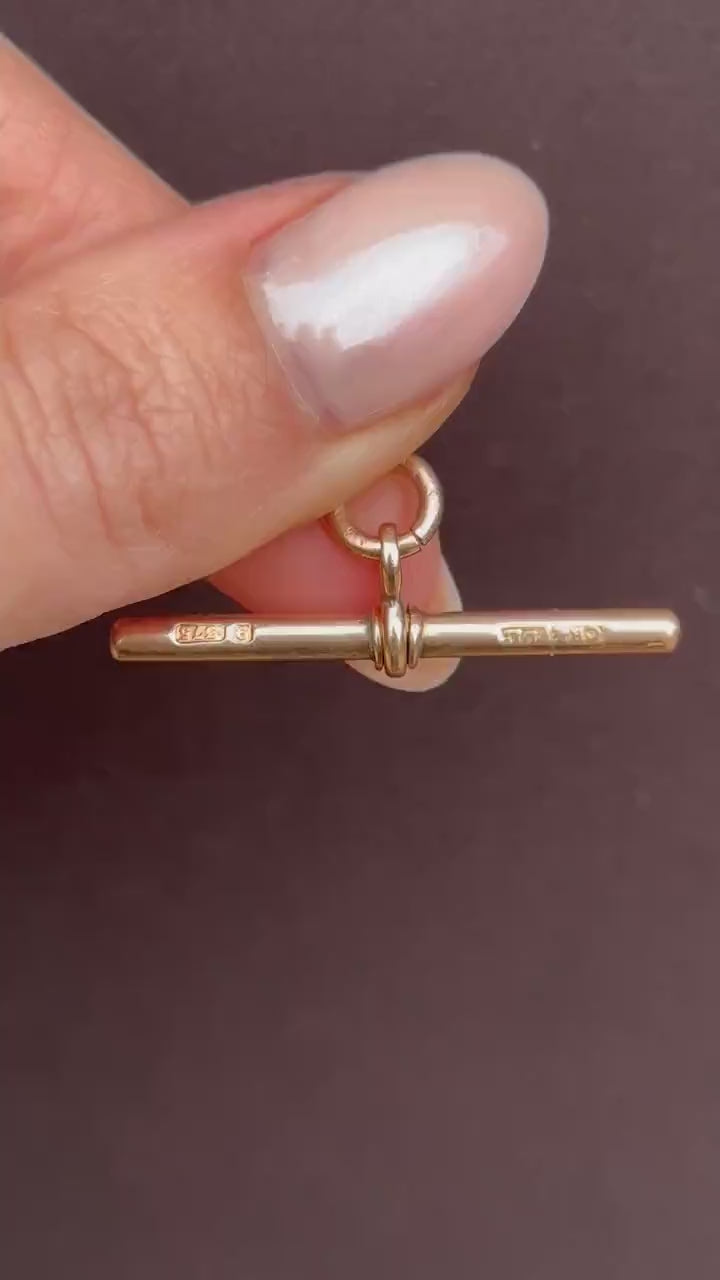 Antique 9ct Gold T-Bar Pendant Charm