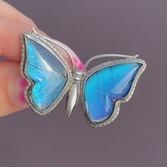 Antique Art Deco Sterling Silver Butterfly Wing Butterfly Brooch Pin
