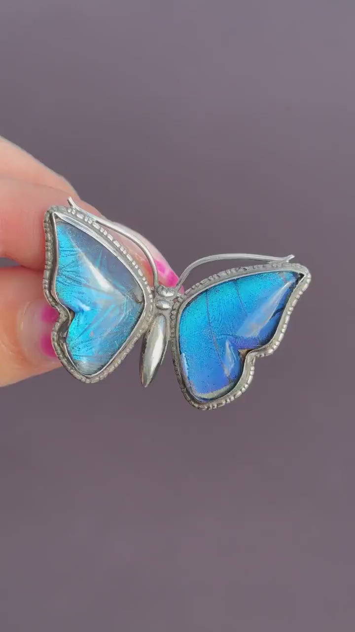 Antique Art Deco Sterling Silver Butterfly Wing Butterfly Brooch Pin