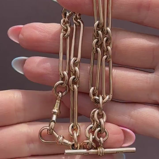 Antique Chester '1921' 9ct Gold Trombone Link Chain | 13.75"