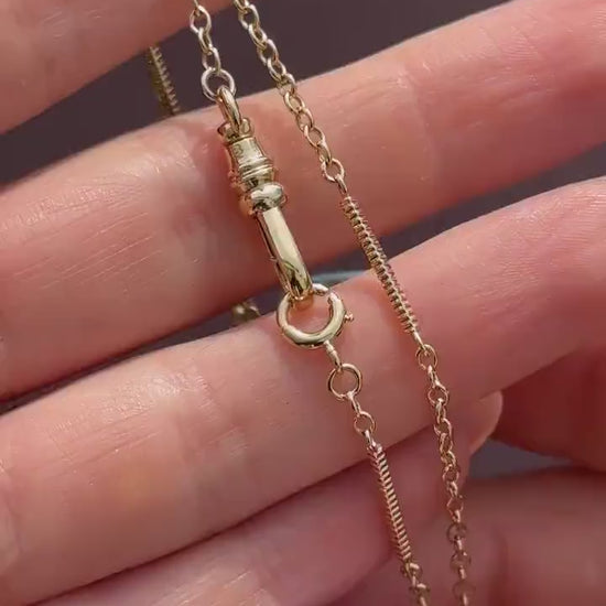 Vintage Fancy Link 10ct Yellow Gold 15.5″ Watch Chain Necklace