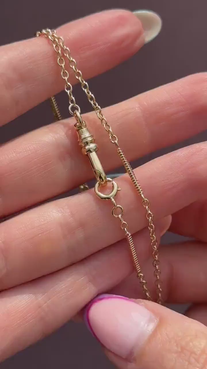 Vintage Fancy Link 10ct Yellow Gold 15.5″ Watch Chain Necklace