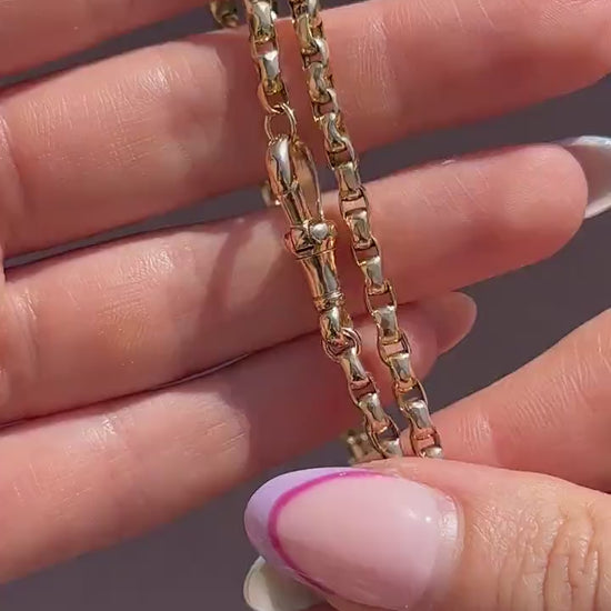 Antique Victorian 9ct Gold Faceted Link Chain Necklace with Dog Clip | 20"