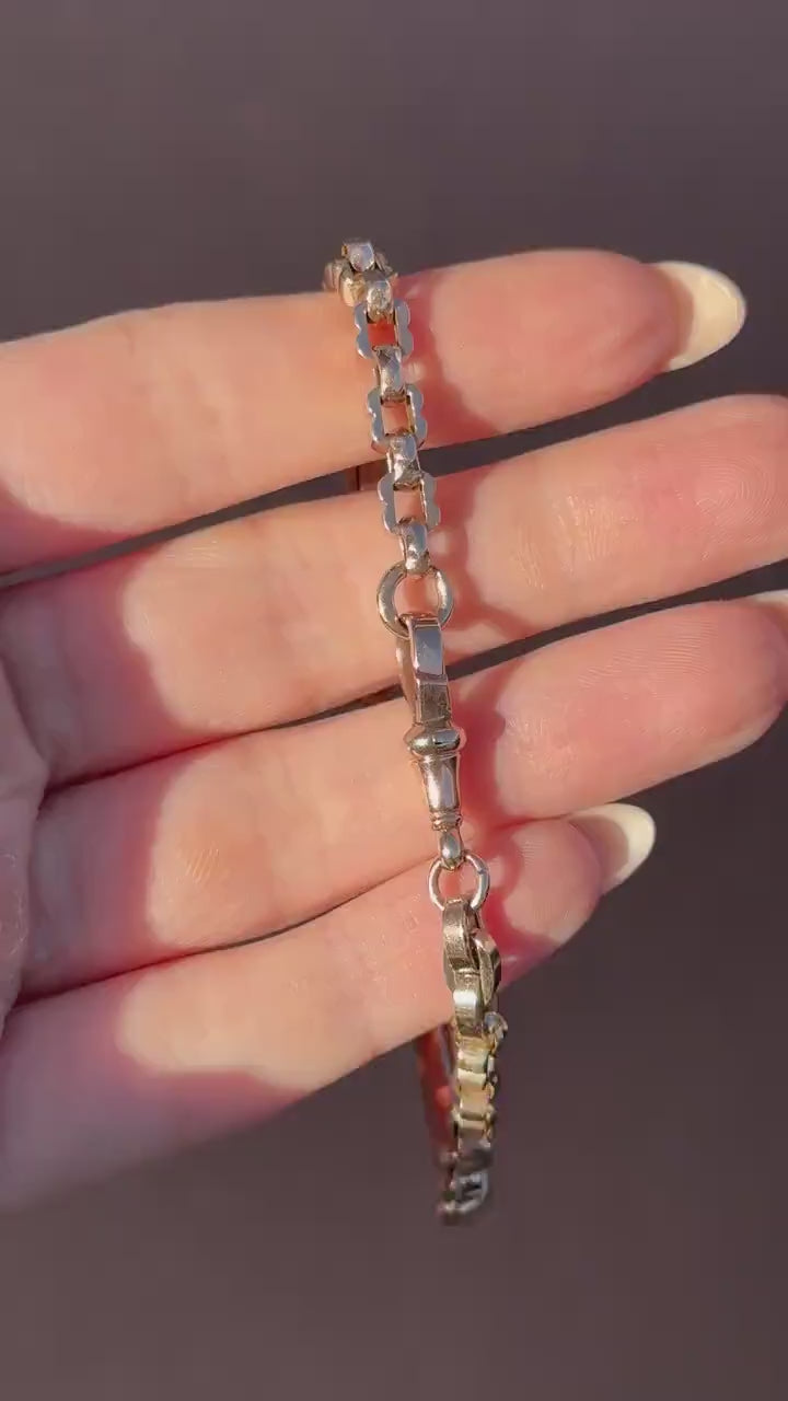 Antique Fancy Link 9ct Gold Chain Bracelet | 8"