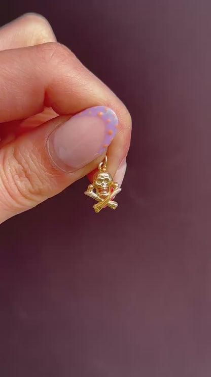Vintage Skull Crossbones 'Jolly Roger' 9ct Gold Charm