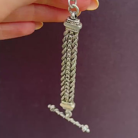 Antique Silver Multi-Strand Pendant with Dog Clip and T-bar Drop