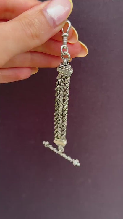Antique Silver Multi-Strand Pendant with Dog Clip and T-bar Drop